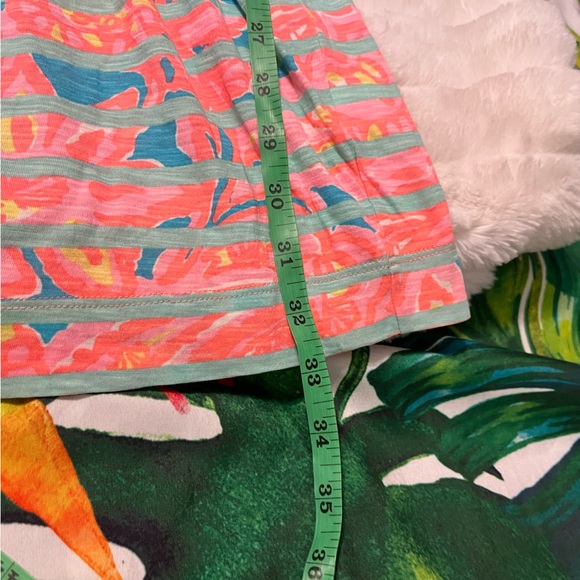 Lilly Pulitzer XS Carmine Pink Tropical Stripe Batwing Cinched Waist Mini Dress - Picture 7 of 9